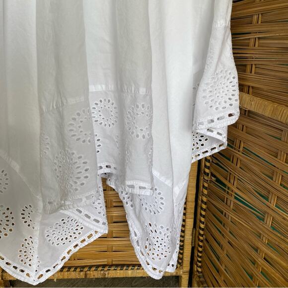 Lane Bryant White Asymmetrical Midi Dress Resort Wear handkerchief hem eyelet 16 - Picture 6 of 10